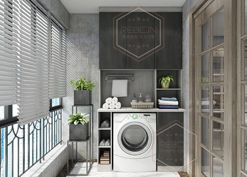 balcony laundry room cabinet design