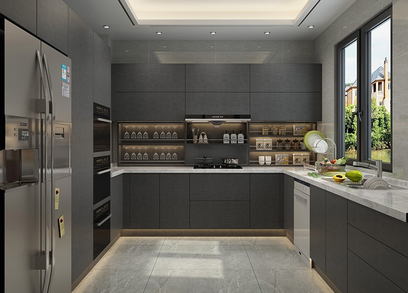 Modern melamine Kitchen CabinetHM1804 Modern melamine Kitchen CabinetHM1804